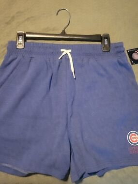 New MLB Ladies Chicago Cubs Drawstring Shorts 4" Inseam Pockets Size Large